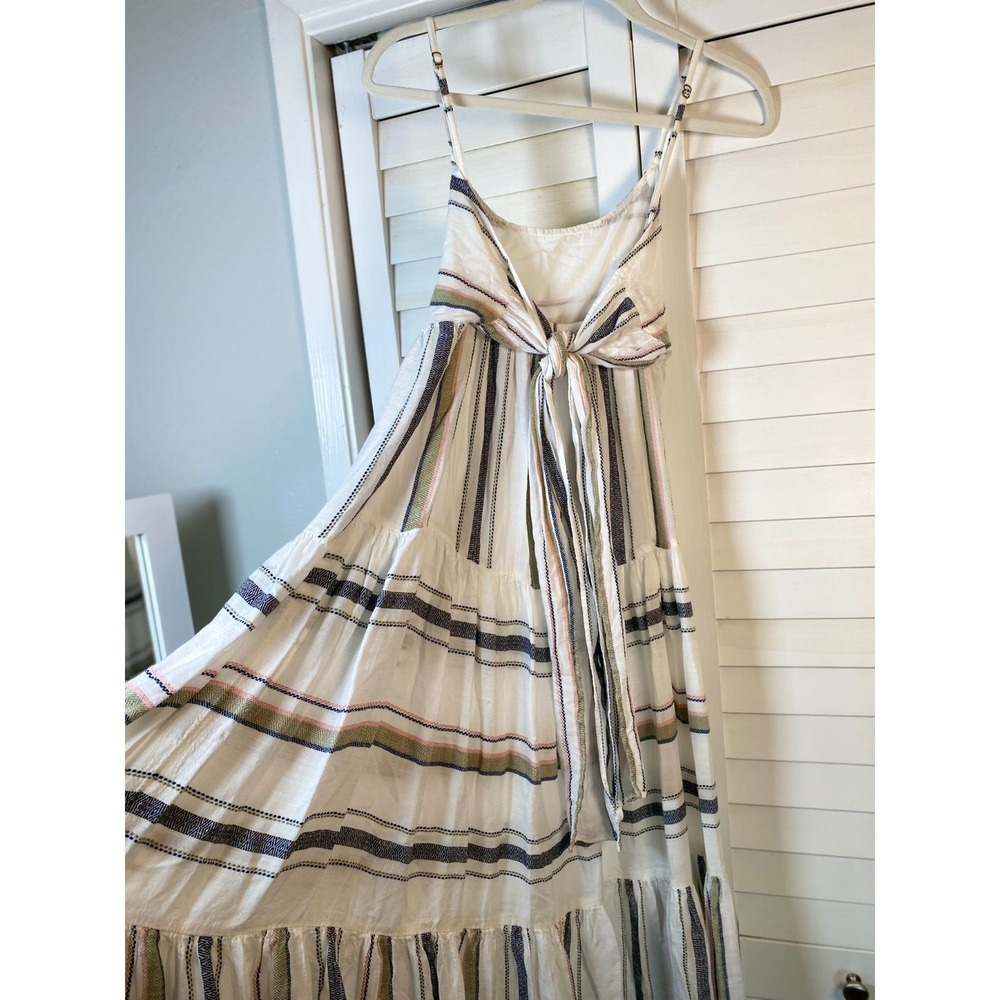 L Space Maxi Dress Striped Tiered Babydoll Summer Medium Cottagecore Coastal Med - Picture 5 of 6